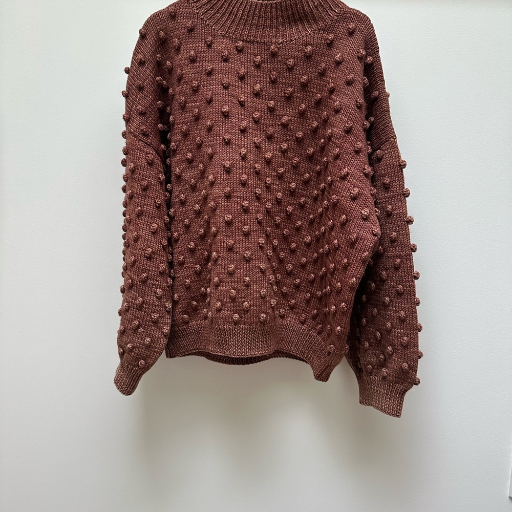 Misha & puff chestnut mock neck sweater